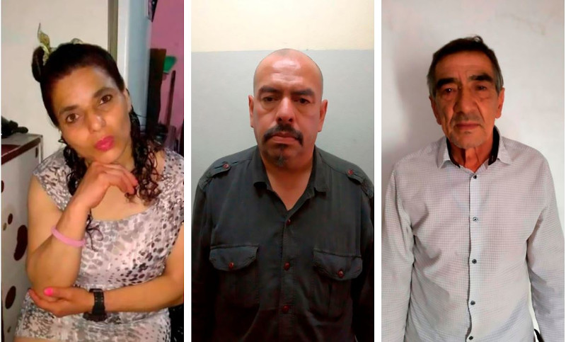 Το θύμα, Ελίζαμπεθ Τολέδο (αριστερά) και οι δύο κατηγορούμενοι Μιγκουέλ Σατουρνίνο Ρολόν (κέντρο) και Χόρχε Ραούλ Αλβάρεζ (δεξιά)