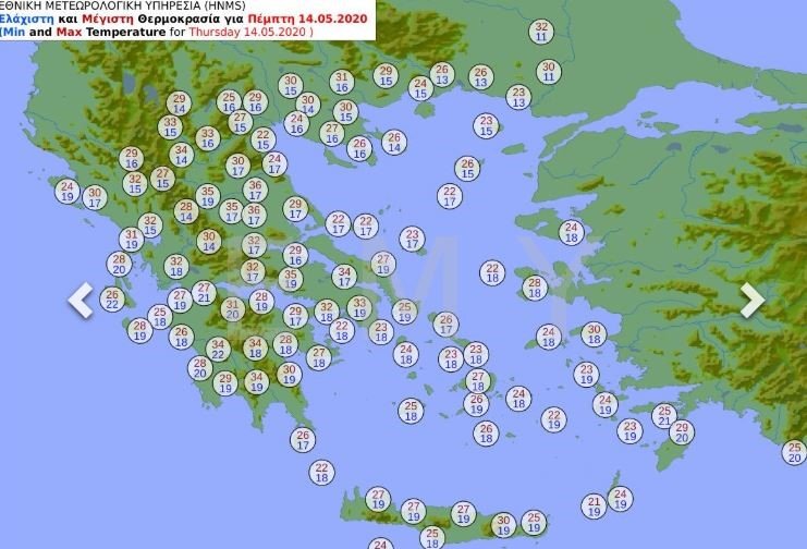 Καιρός: Ο χάρτης θερμοκρασιών της Πέμπτης